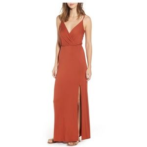 All in Favor Surplice Neck Knit Maxi Dress